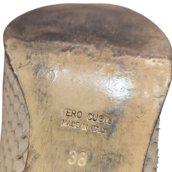 Ann Tuli - Women's Leather "Snakeskin" Zip Up Booties w heels - Size 38 - Picture 7 of 14